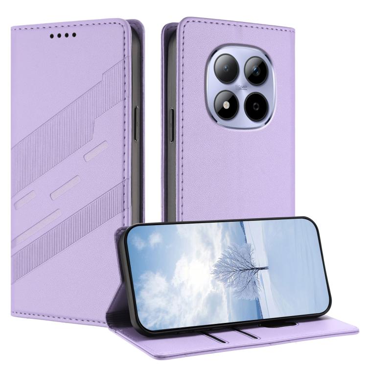 

For Redmi Note 15 Pro 5G Global 163.6mm Embossed Multi-functional Wallet Retro Leather Phone Case(Light Purple)