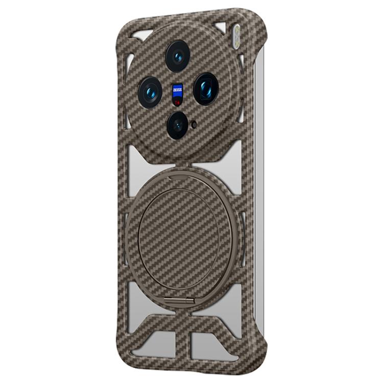 

For vivo X200 Pro mini Hollow Carbon Fiber Rotating Bracket MagSafe Phone Case(Gold)