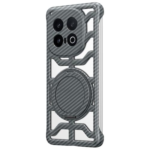 

For vivo iQOO 13 Hollow Carbon Fiber Rotating Bracket MagSafe Phone Case(Grey)
