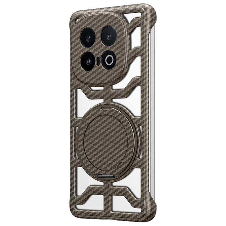 

For vivo iQOO 13 Hollow Carbon Fiber Rotating Bracket MagSafe Phone Case(Gold)