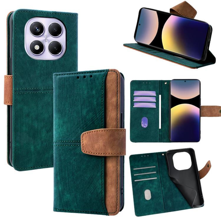 

For Redmi Note 14 Pro 5G / 14 Pro+ Color Stitching Skin Feel Leather RFID Blocking Phone Case(Green)