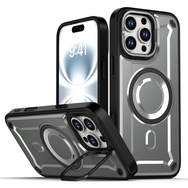 

For iPhone 16 Pro Max MagSafe PC Phone Case with Lens Holder(Grey)