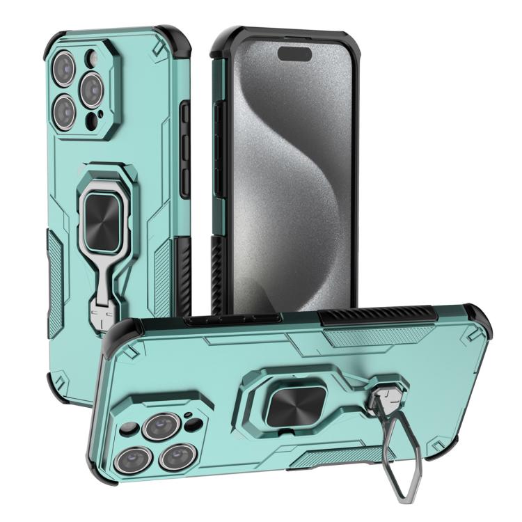 

For iPhone 16 Pro Max Metal Kickstand TPU Hybrid PC Phone Case(Green)