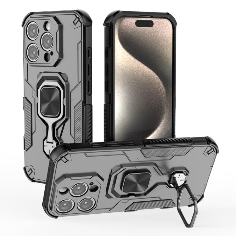 

For iPhone 16 Pro Metal Kickstand TPU Hybrid PC Phone Case(Black)
