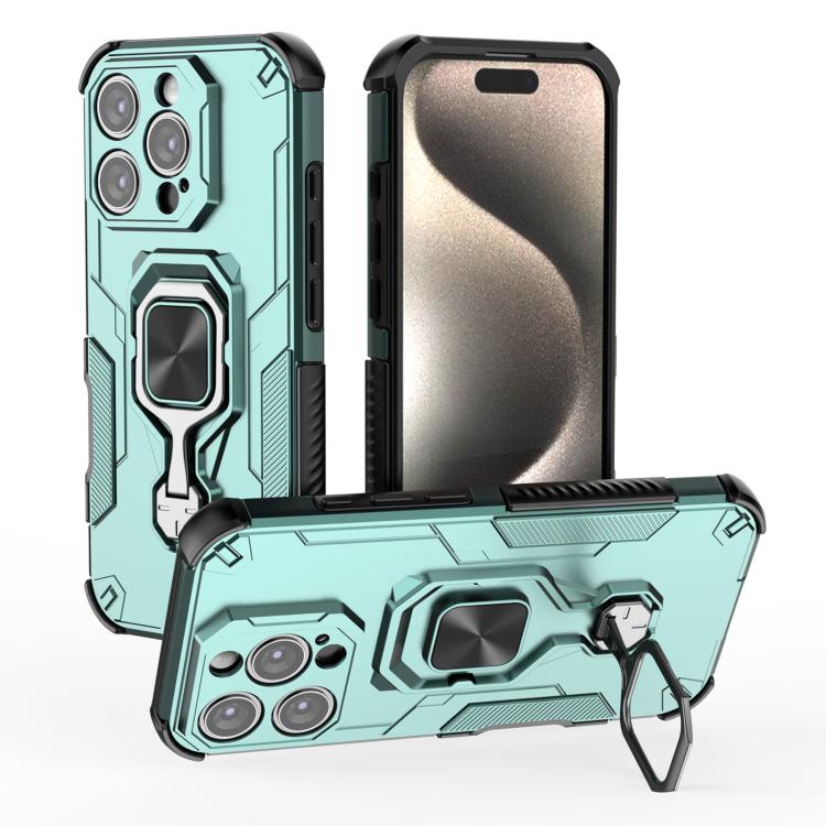 

For iPhone 16 Pro Metal Kickstand TPU Hybrid PC Phone Case(Green)