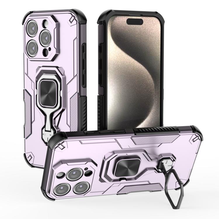 

For iPhone 16 Pro Metal Kickstand TPU Hybrid PC Phone Case(Purple)
