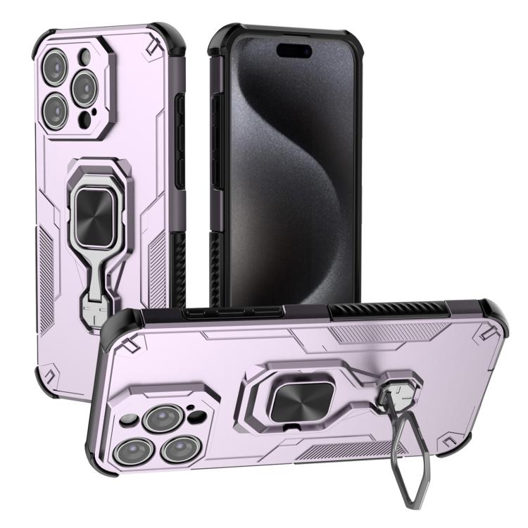 

For iPhone 15 Pro Max Metal Kickstand TPU Hybrid PC Phone Case(Purple)