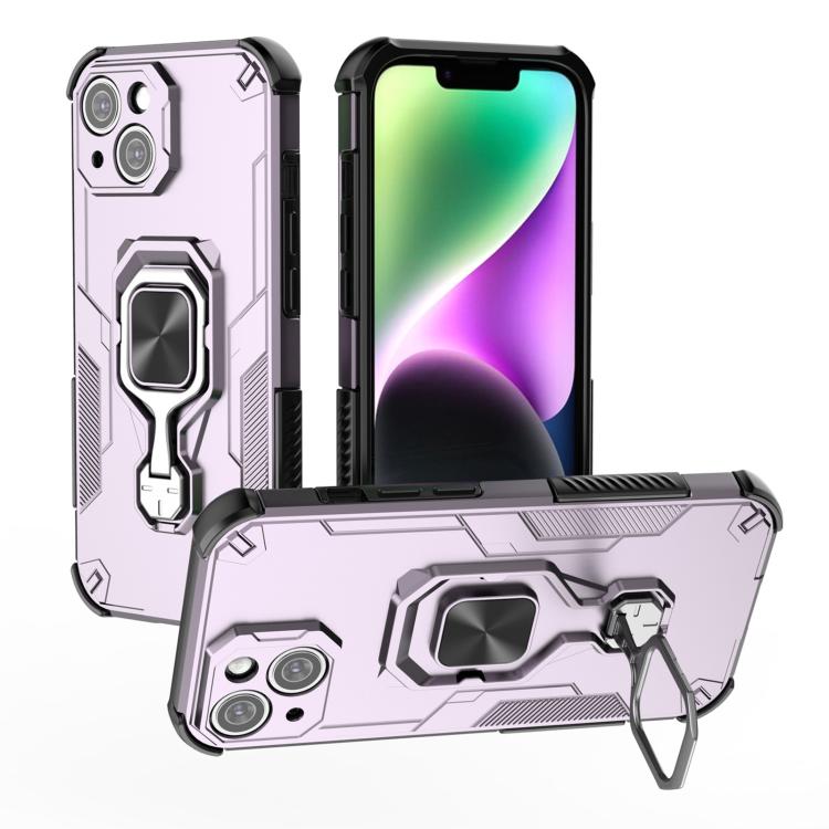 

For iPhone 15 Metal Kickstand TPU Hybrid PC Phone Case(Purple)