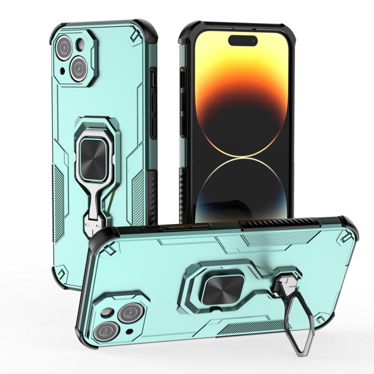

For iPhone 14 Plus / 15 Plus Metal Kickstand TPU Hybrid PC Phone Case(Green)