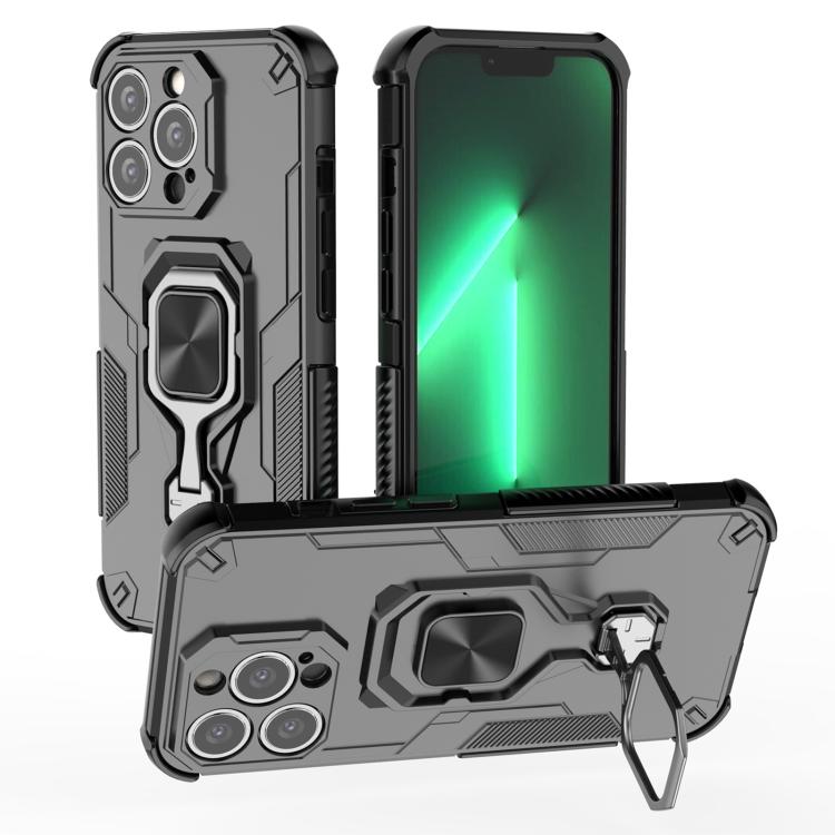 

For iPhone 13 Pro Max Metal Kickstand TPU Hybrid PC Phone Case(Black)