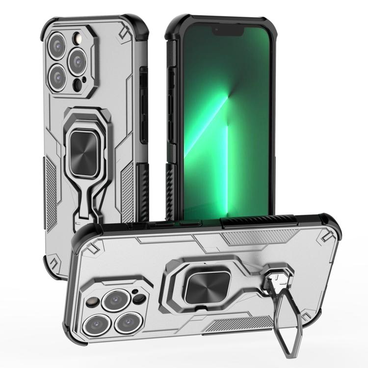 

For iPhone 13 Pro Max Metal Kickstand TPU Hybrid PC Phone Case(Grey)