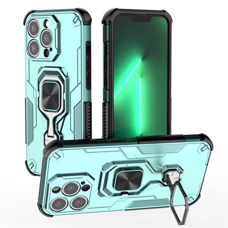 

For iPhone 13 Pro Max Metal Kickstand TPU Hybrid PC Phone Case(Green)