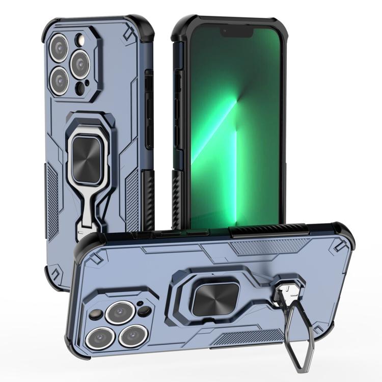 

For iPhone 13 Pro Metal Kickstand TPU Hybrid PC Phone Case(Blue)