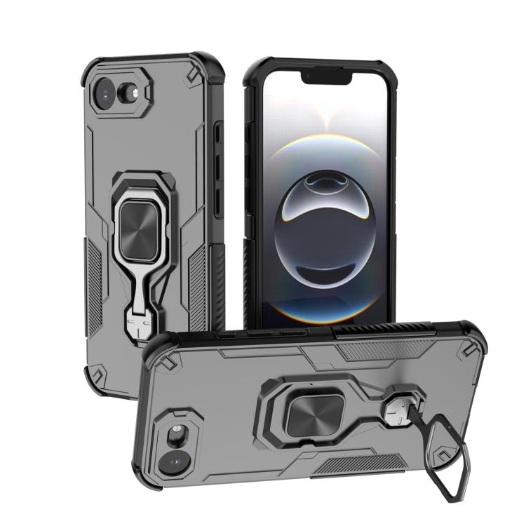 

For iPhone 16e Metal Kickstand TPU Hybrid PC Phone Case(Black)