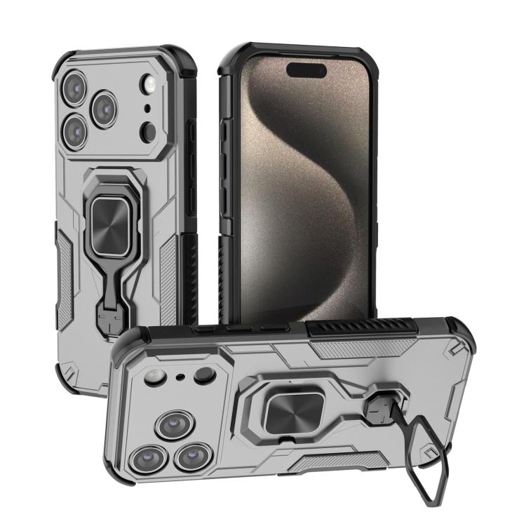 

For iPhone 17 Pro Metal Kickstand TPU Hybrid PC Phone Case(Grey)