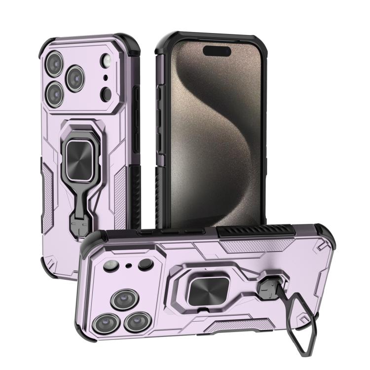 

For iPhone 17 Pro Metal Kickstand TPU Hybrid PC Phone Case(Purple)