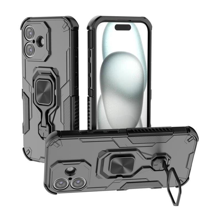 

For iPhone 17 Metal Kickstand TPU Hybrid PC Phone Case(Black)