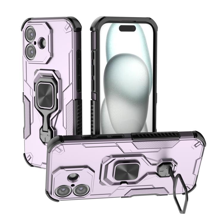 

For iPhone 17 Metal Kickstand TPU Hybrid PC Phone Case(Purple)