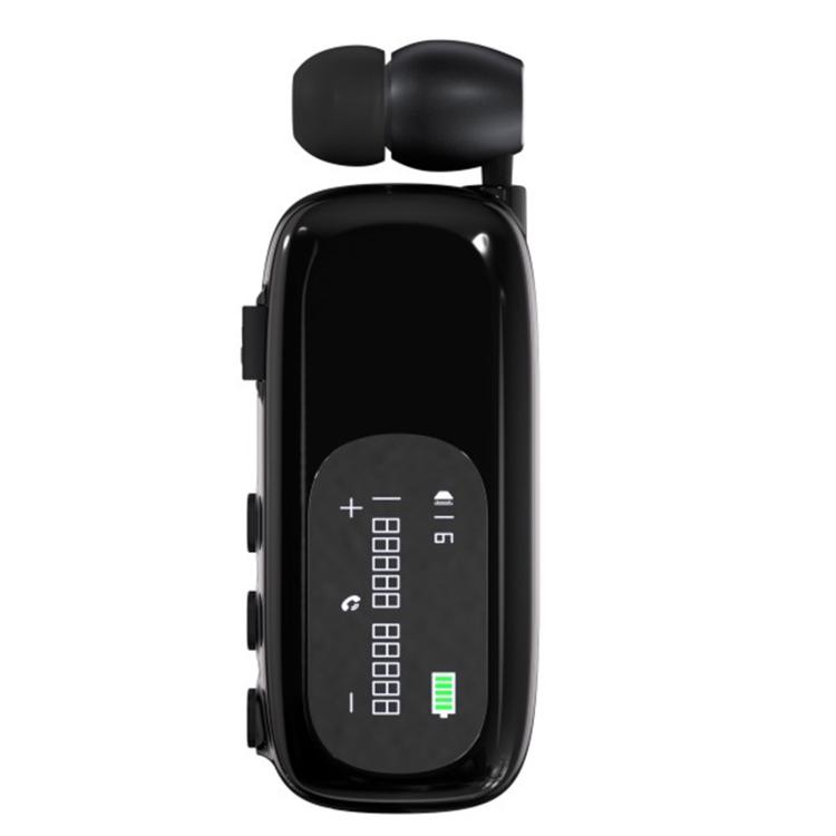 

K75 Long Battery Life Business Collar Clip Type Single Ear Bluetooth Earphones(Bright Black)