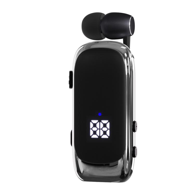 

K75 Long Battery Life Business Collar Clip Type Single Ear Bluetooth Earphones(Bright Black)