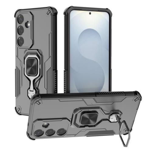

For Samsung Galaxy S25 5G Metal Kickstand TPU Hybrid PC Phone Case(Black)