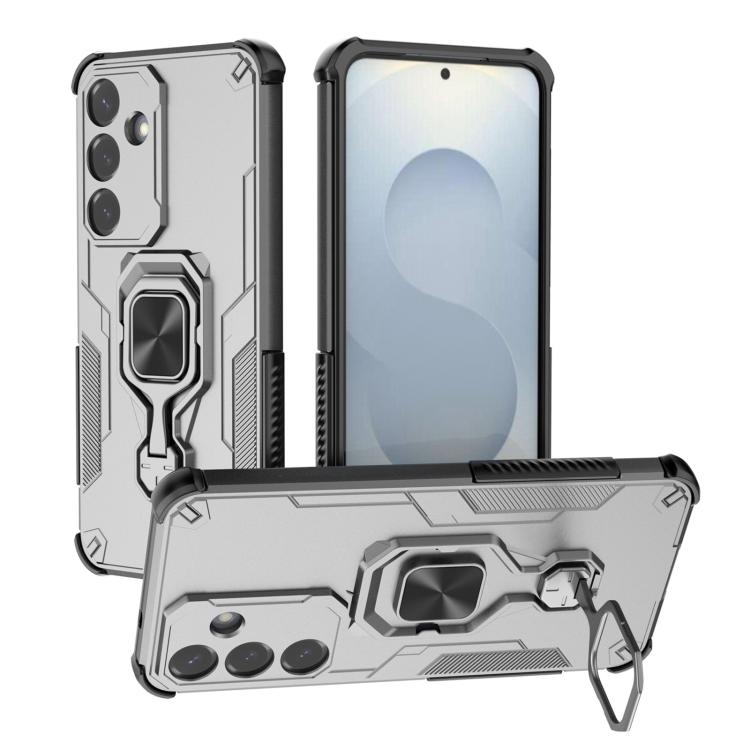 

For Samsung Galaxy S25 5G Metal Kickstand TPU Hybrid PC Phone Case(Grey)