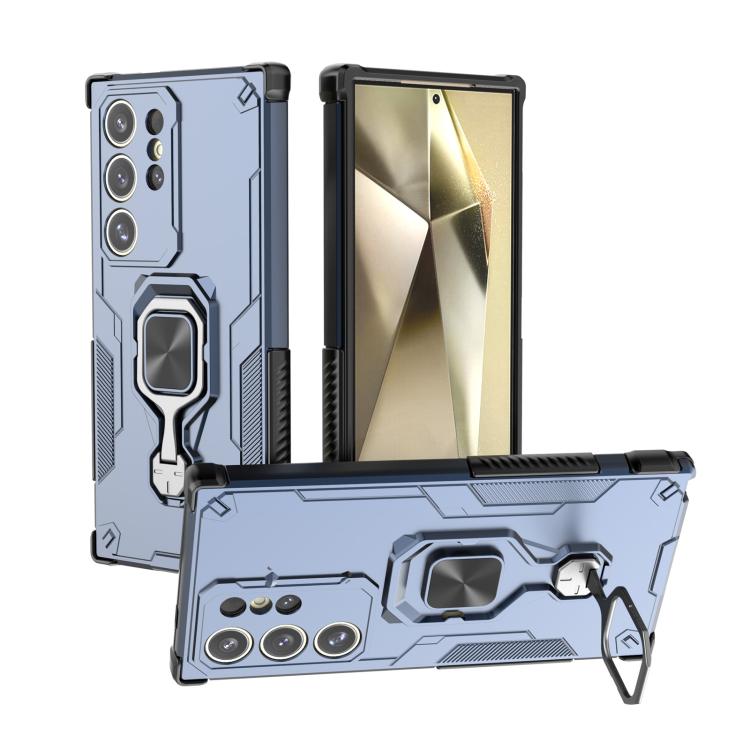 

For Samsung Galaxy S24 Ultra 5G Metal Kickstand TPU Hybrid PC Phone Case(Blue)