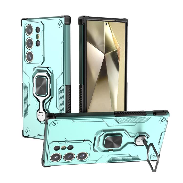 

For Samsung Galaxy S24 Ultra 5G Metal Kickstand TPU Hybrid PC Phone Case(Green)