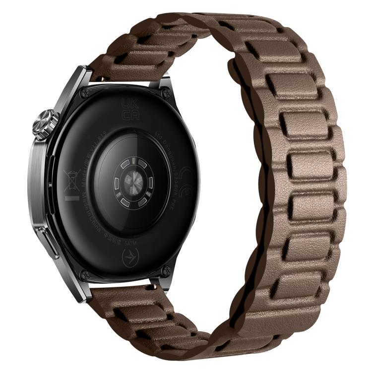 

18mm I-shaped Three-piece Leather Magnetic Watch Band(Taupe)