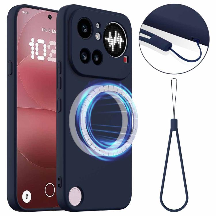 

For Nothing Phone 4a Pro Shockproof Silicone Magsafe Phone Case(Navy Blue)