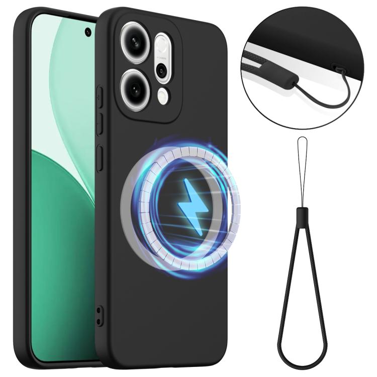 

For OPPO Reno14 Pro 5G Global Shockproof Silicone Magsafe Phone Case(Black)