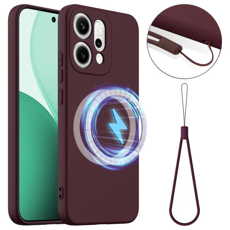 

For OPPO Reno14 Pro 5G Global Shockproof Silicone Magsafe Phone Case(Plum Color)