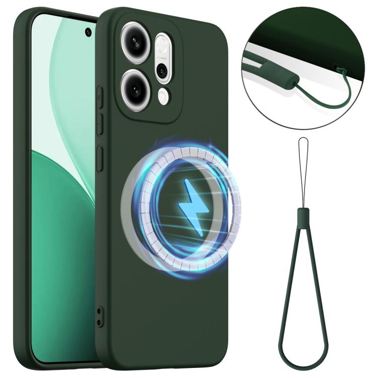 

For OPPO Reno14 Pro 5G Global Shockproof Silicone Magsafe Phone Case(Dark Green)