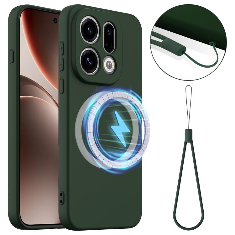 

For OPPO Find X9 Shockproof Silicone Magsafe Phone Case(Dark Green)