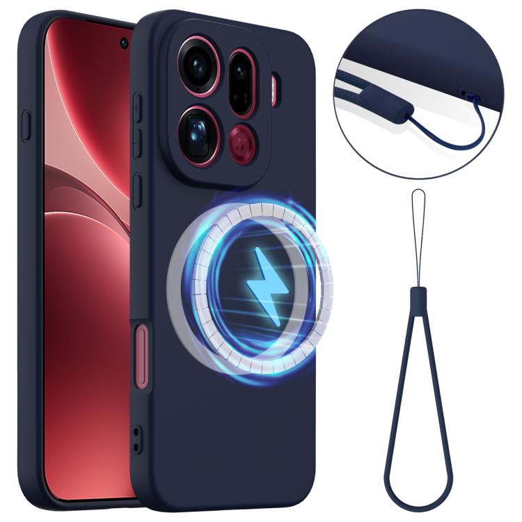 

For OPPO Find X9 Pro Shockproof Silicone Magsafe Phone Case(Navy Blue)