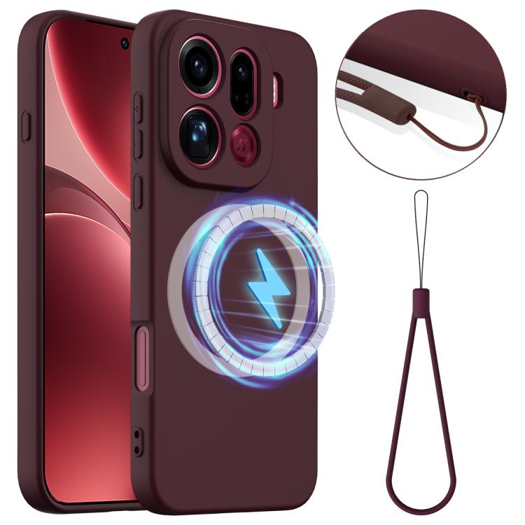 

For OPPO Find X9 Pro Shockproof Silicone Magsafe Phone Case(Plum Color)