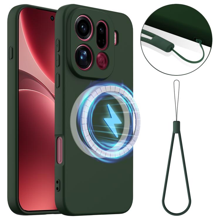 

For OPPO Find X9 Pro Shockproof Silicone Magsafe Phone Case(Dark Green)
