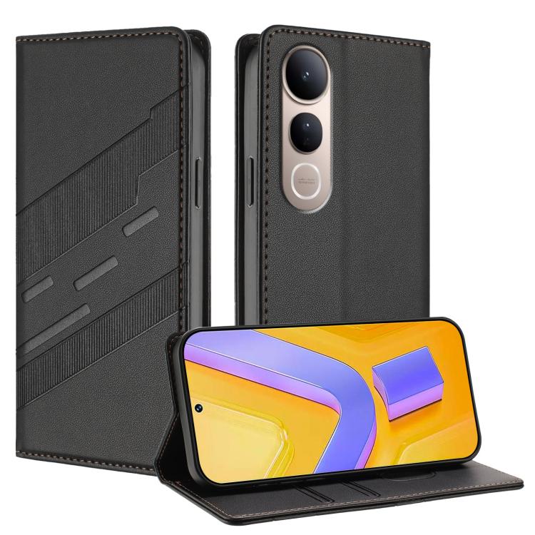 

For vivo V50 Lite 5G Embossed Multi-functional Wallet Retro Leather Phone Case(Black)