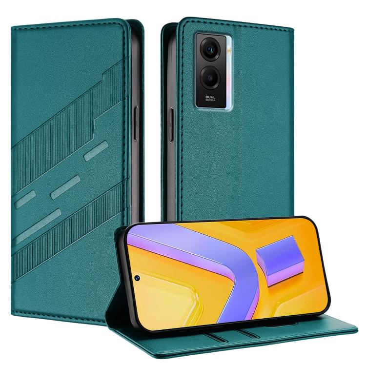 

For vivo Y55s 2023 5G Embossed Multi-functional Wallet Retro Leather Phone Case(Dark Green)