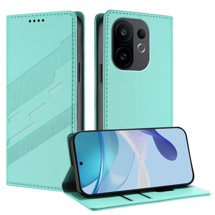 

For vivo S30 Embossed Multi-functional Wallet Retro Leather Phone Case(Mint Green)