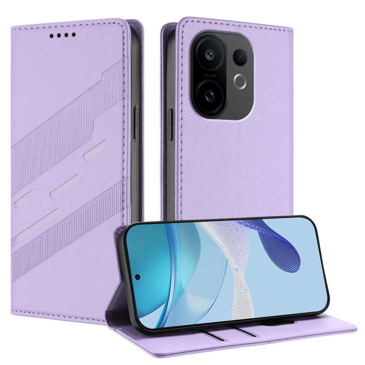

For vivo S30 Embossed Multi-functional Wallet Retro Leather Phone Case(Light Purple)