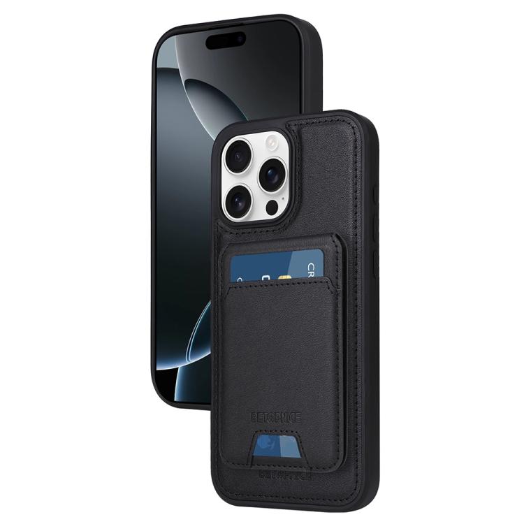 

For iPhone 16 Pro Max BETOPNICE Vertical Flip Detachable MagSafe Wallet Phone Case(Black)