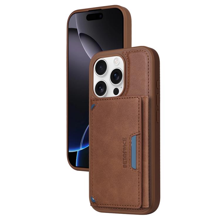 

For iPhone 16 Pro BETOPNICE Horizontal Flip Detachable MagSafe Wallet Phone Case(Brown)
