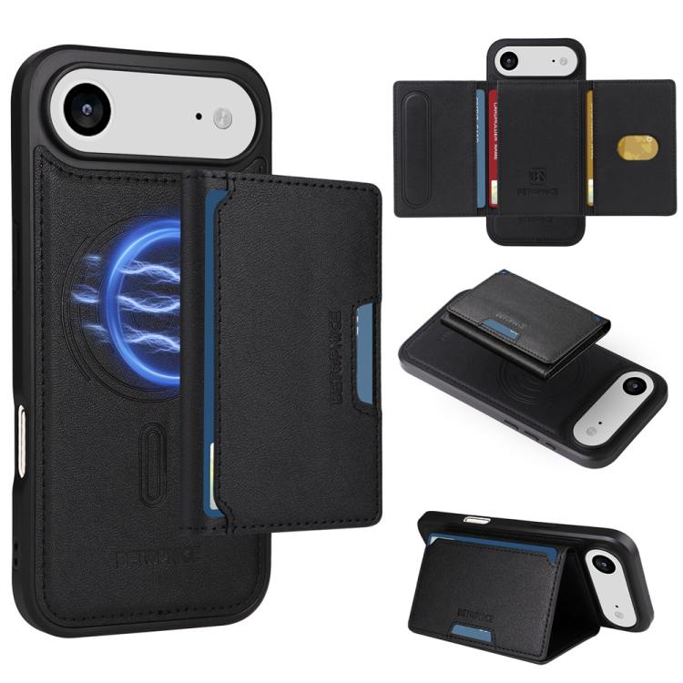 

For iPhone Air BETOPNICE Horizontal Flip Detachable MagSafe Wallet Phone Case(Black)