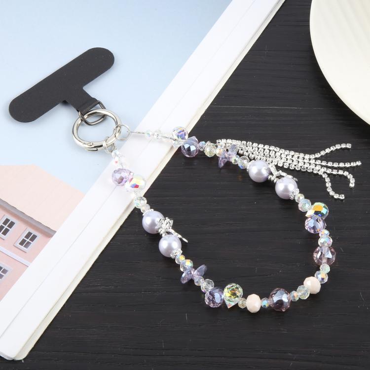 

Tassel Crystal Chain Phone Anti-lost Short Lanyard(Purple)