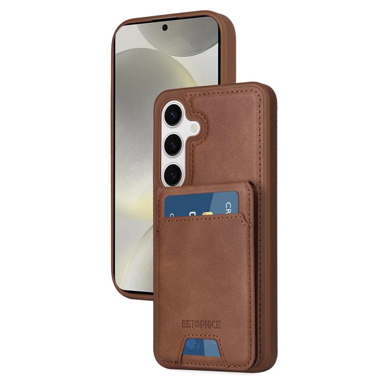

For Samsung Galaxy S24 5G BETOPNICE Vertical Flip Detachable MagSafe Wallet Phone Case(Brown)