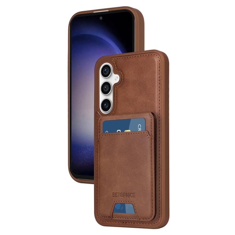 

For Samsung Galaxy S23 FE 5G BETOPNICE Vertical Flip Detachable MagSafe Wallet Phone Case(Brown)