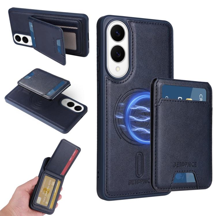 

For Samsung Galaxy S25 Edge 5G BETOPNICE Vertical Flip Detachable MagSafe Wallet Phone Case(Blue)