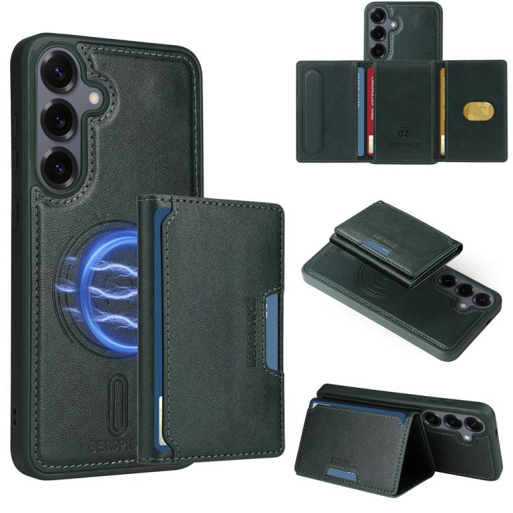 

For Samsung Galaxy S25+ 5G BETOPNICE Horizontal Flip Detachable MagSafe Wallet Phone Case(Green)