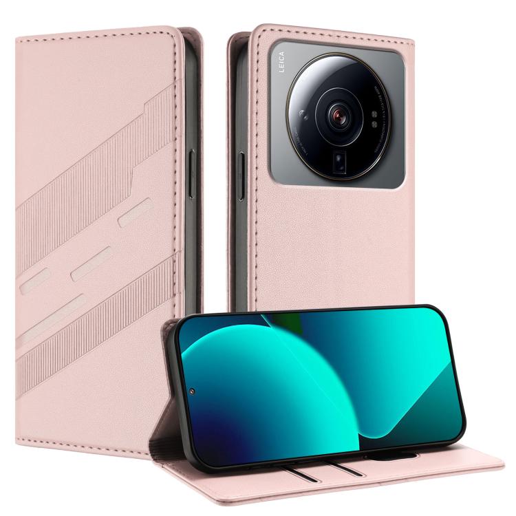 

For Xiaomi 12S Ultra Embossed Multi-functional Wallet Retro Leather Phone Case(Pink)